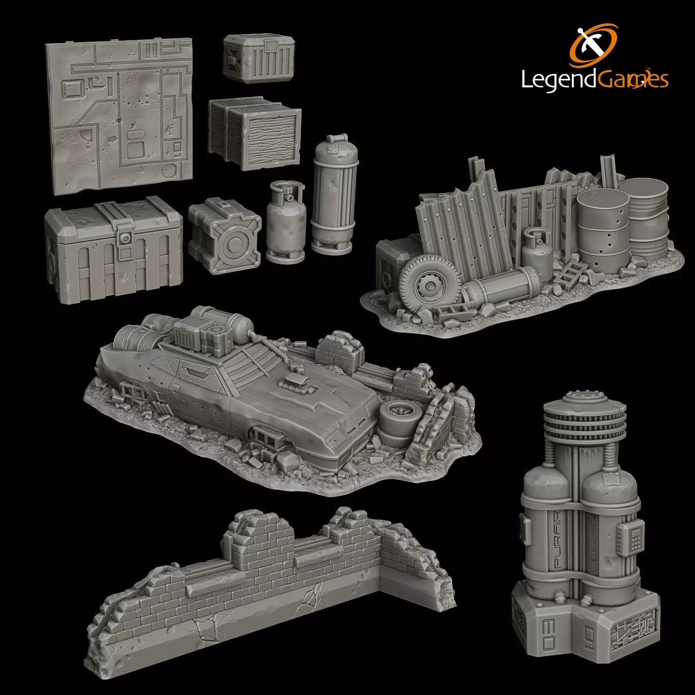 LegendGames Post Apocalypse V8 Interceptor set 3D print model_0