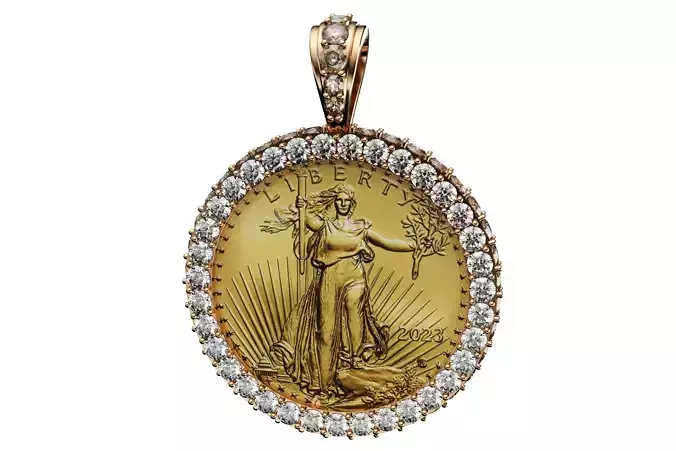  quarter oz gold eagle 10 dollar diamond frame mount 3D print model