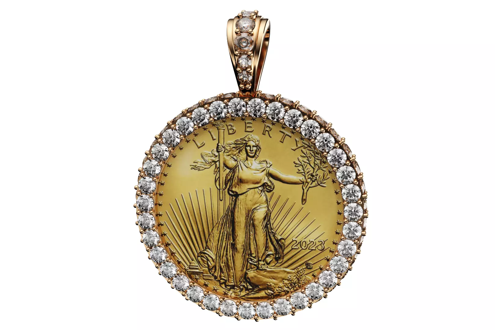 quarter oz gold eagle 10 dollar diamond frame mount 3D print model