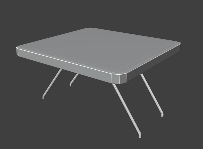 Garden chair and table low poly Free low-poly 3D model_1