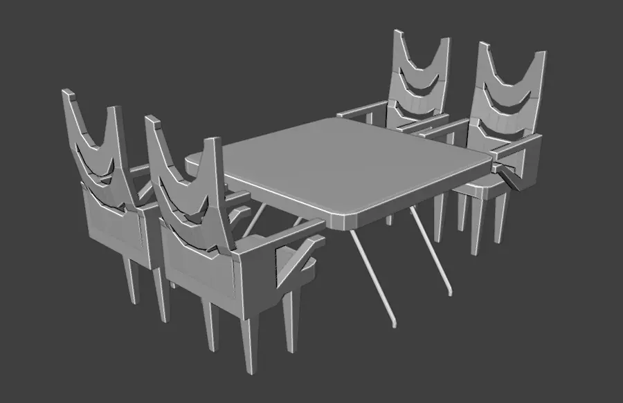 Garden chair and table low poly Free low-poly 3D model_0