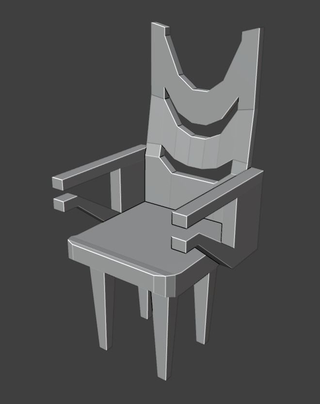 Garden chair and table low poly Free low-poly 3D model_2