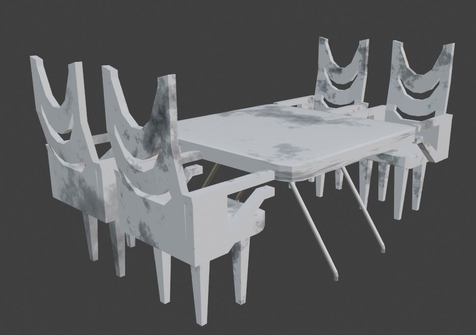 Garden chair and table low poly Free low-poly 3D model_6