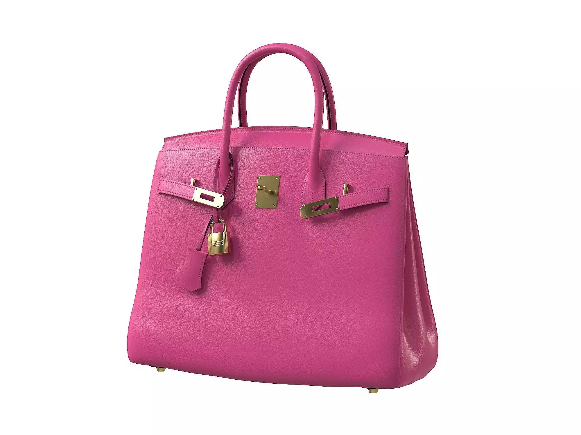 Hermes Birkin Bag Pink Leather Low-poly 3D model