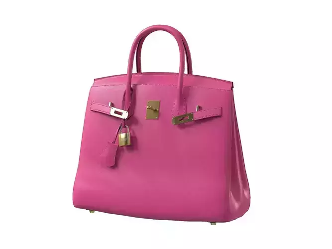 Hermes Birkin Bag Pink Leather Low-poly 3D model