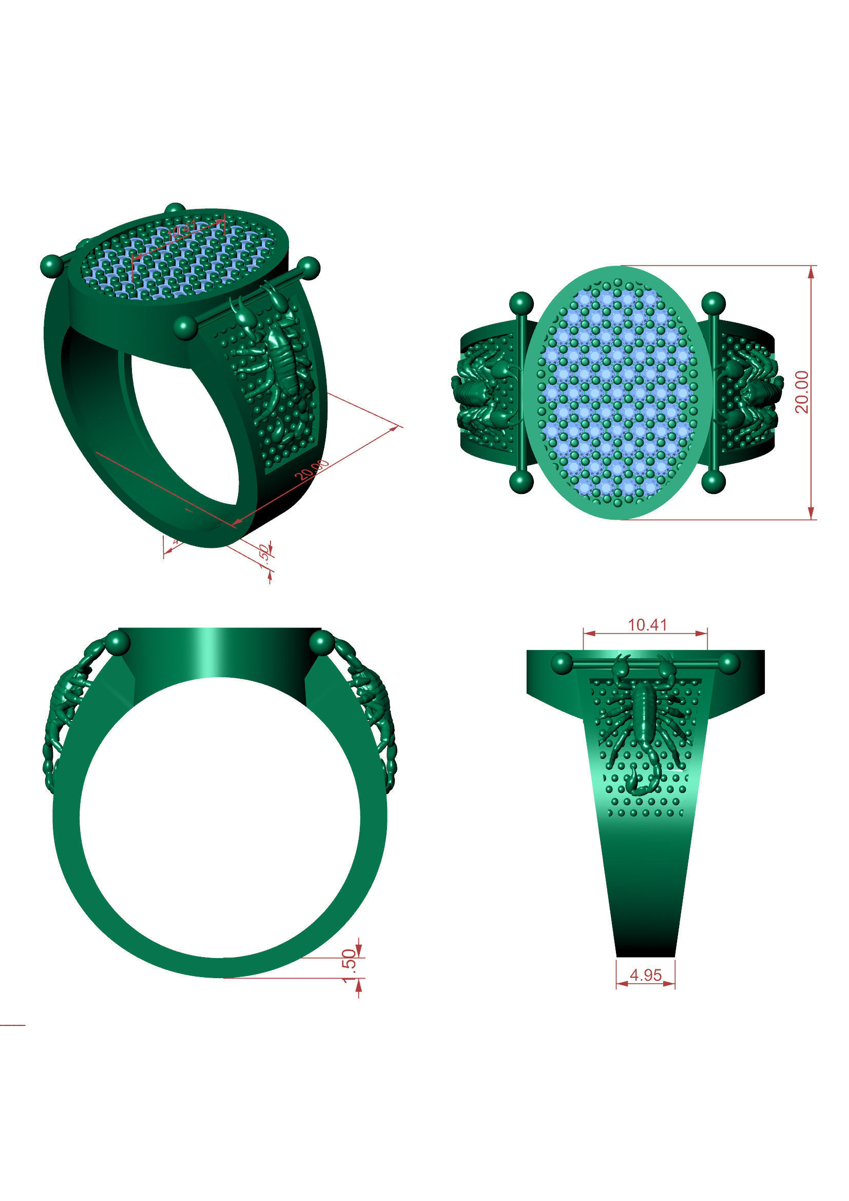 Men Ring 1 STL Jewelry Model for 3D Printing Projects 3D print model_6