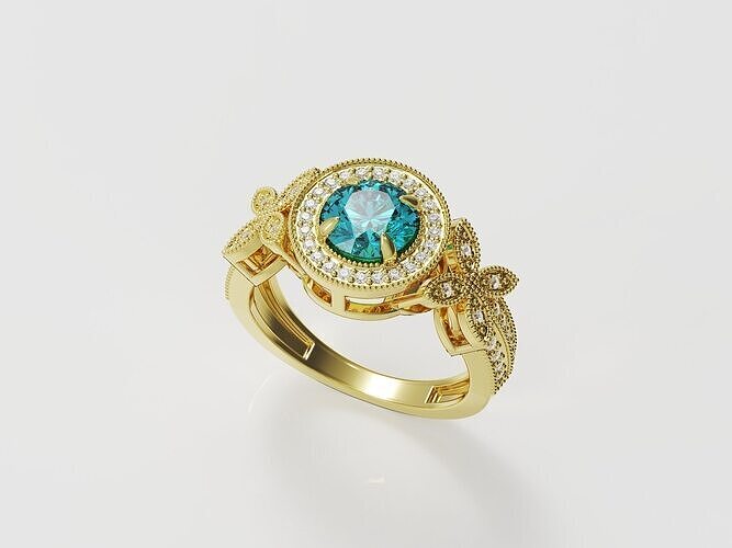 Halo engagement ring 3D print model