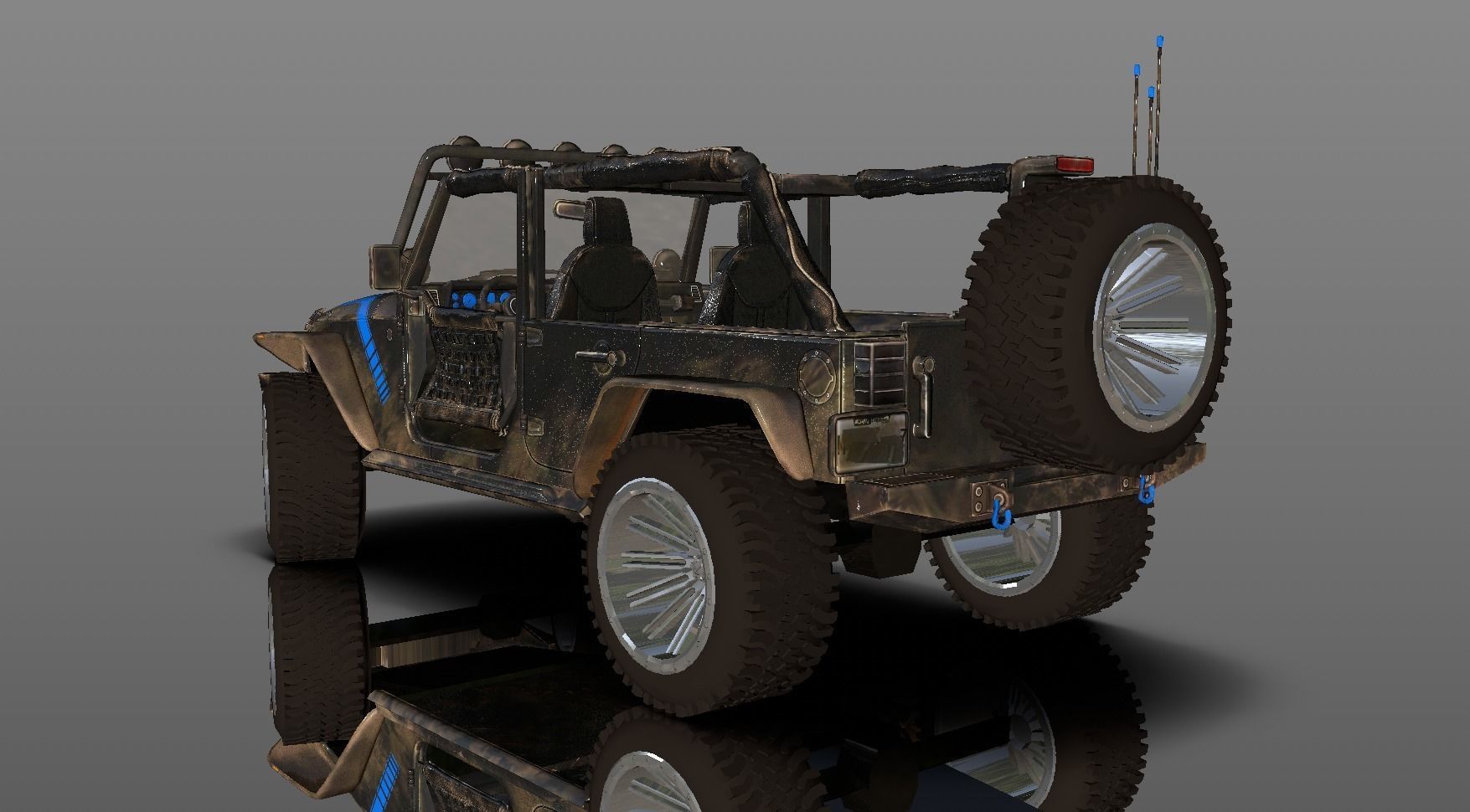Uncovered Jeep Free Adventure Jeep 3D Model Midpoly Free 3D model_11