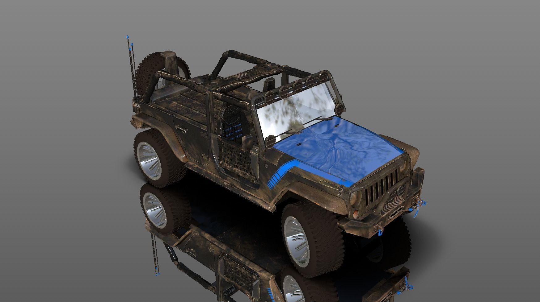 Uncovered Jeep Free Adventure Jeep 3D Model Midpoly Free 3D model_7