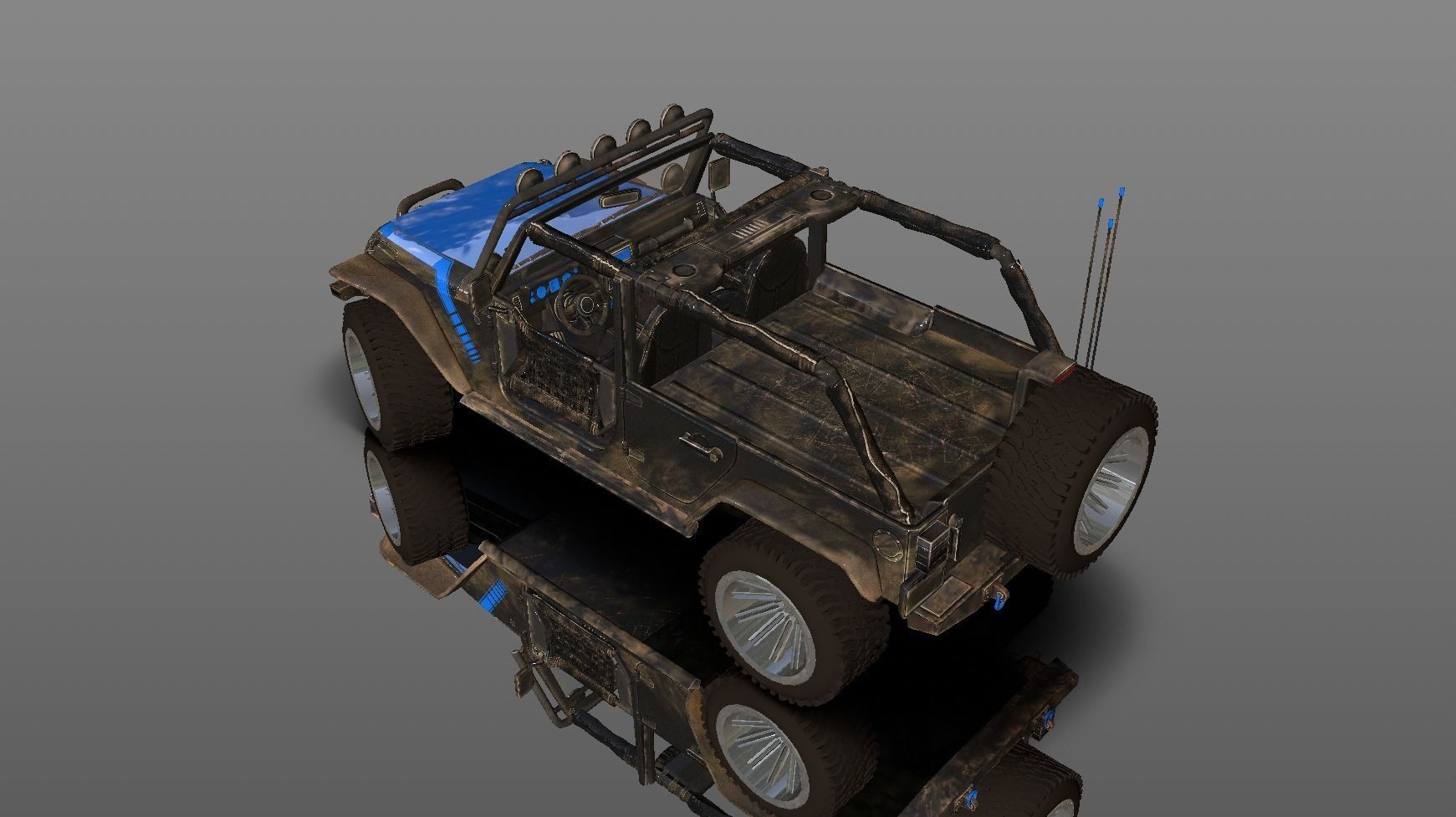 Uncovered Jeep Free Adventure Jeep 3D Model Midpoly Free 3D model_5
