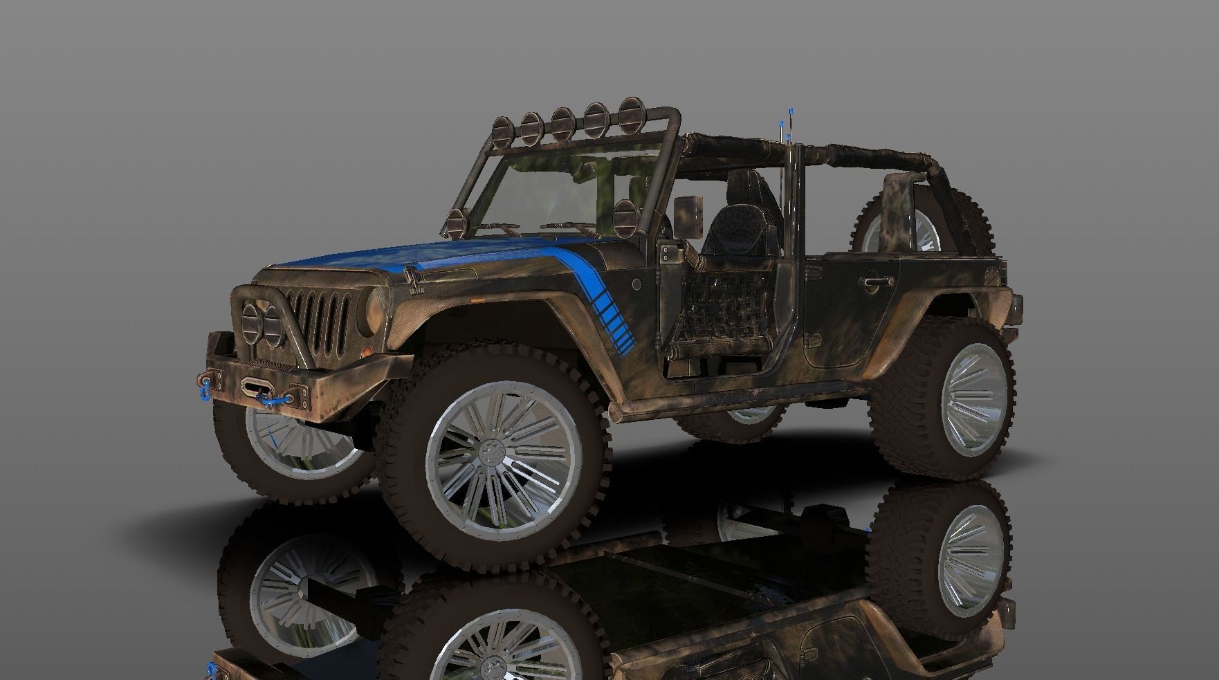 Uncovered Jeep Free Adventure Jeep 3D Model Midpoly Free 3D model_9