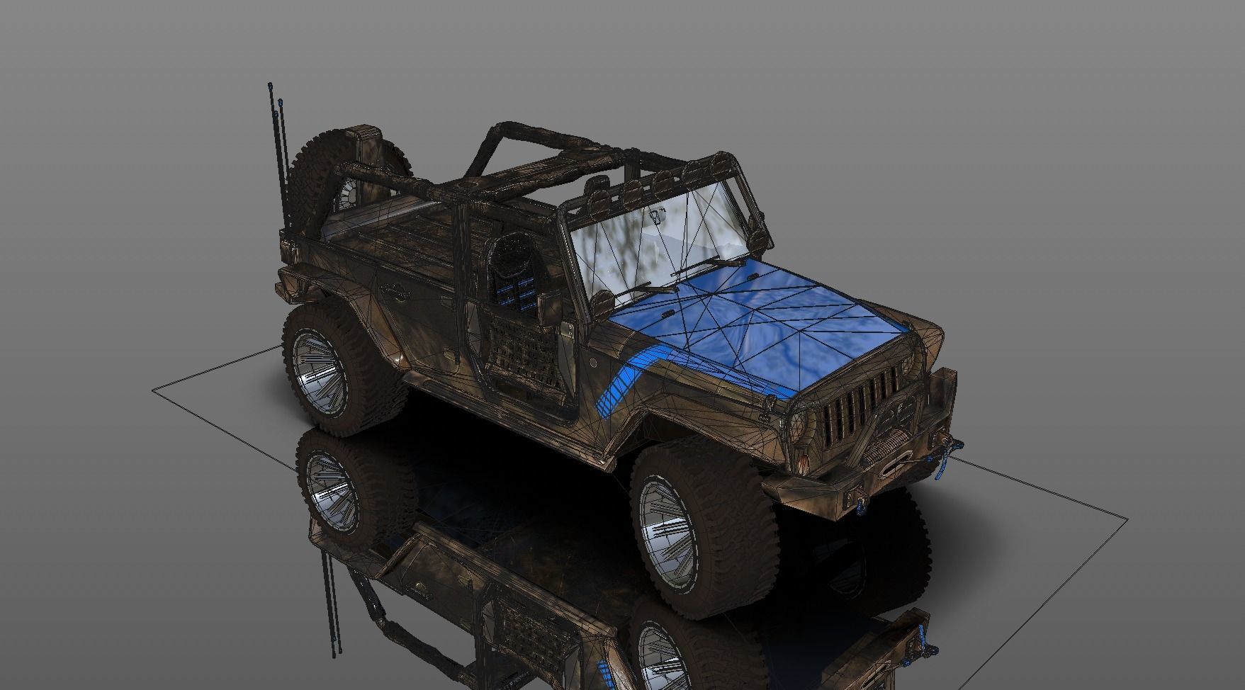 Uncovered Jeep Free Adventure Jeep 3D Model Midpoly Free 3D model_16