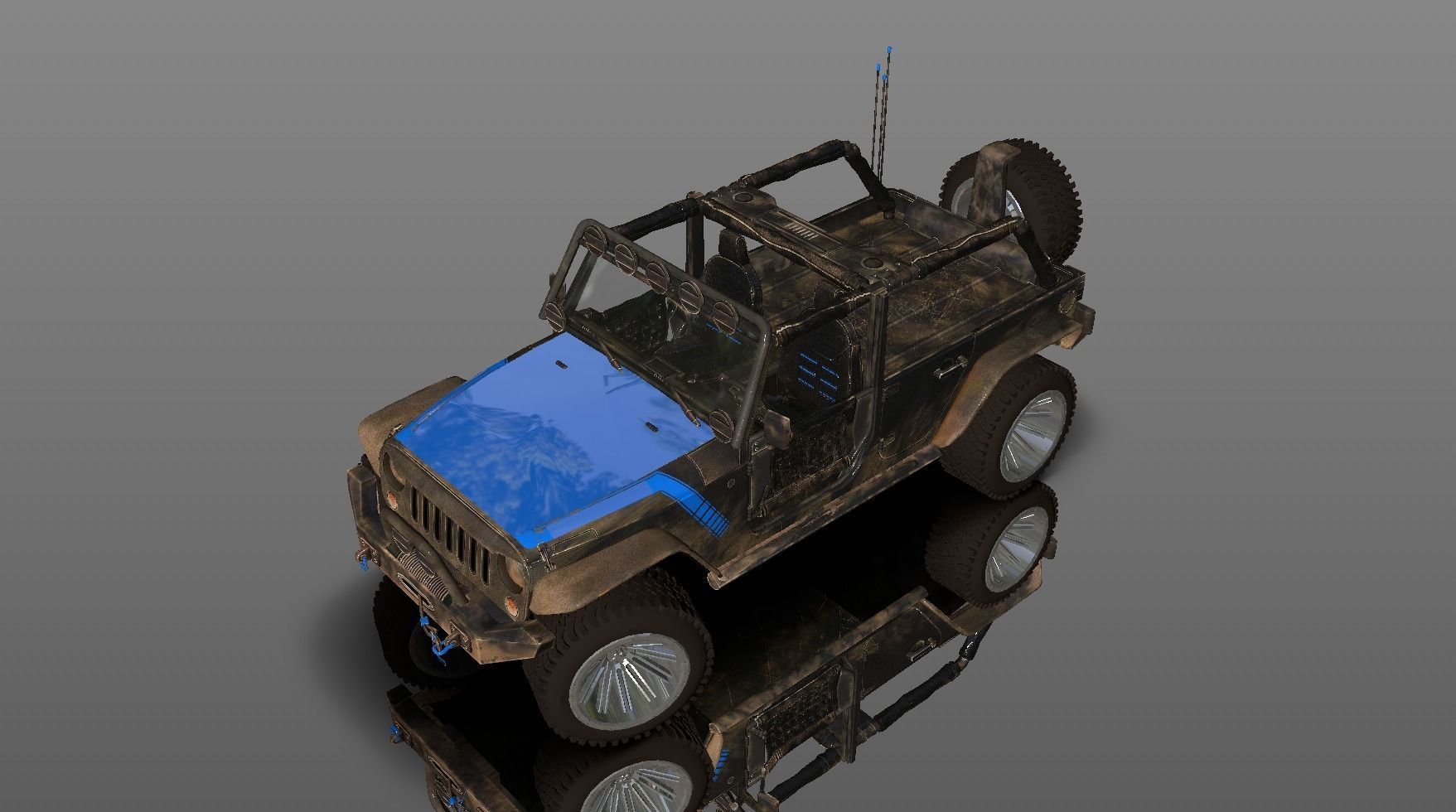 Uncovered Jeep Free Adventure Jeep 3D Model Midpoly Free 3D model_8