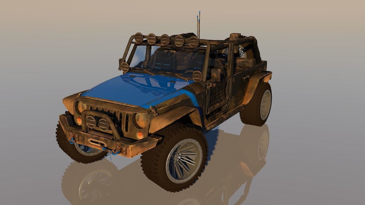 Uncovered Jeep Free Adventure Jeep 3D Model Midpoly Free 3D model_1