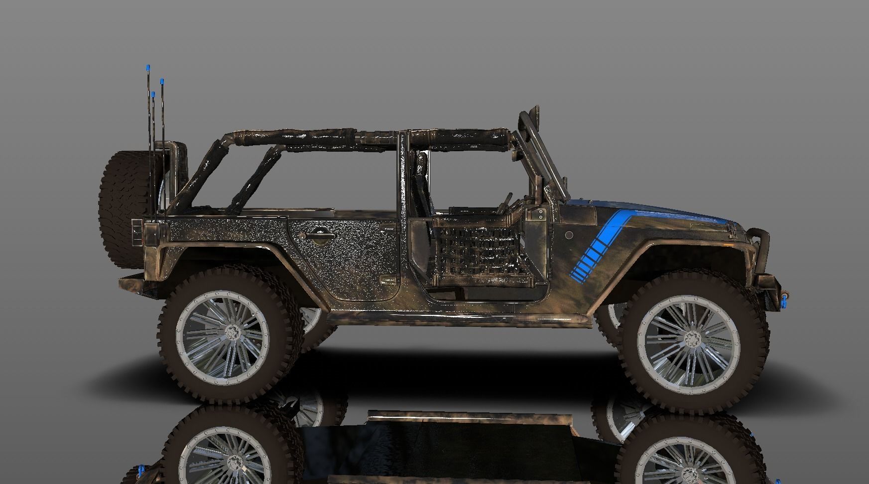 Uncovered Jeep Free Adventure Jeep 3D Model Midpoly Free 3D model_14