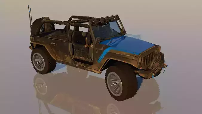 Uncovered Jeep Free Adventure Jeep 3D Model Midpoly