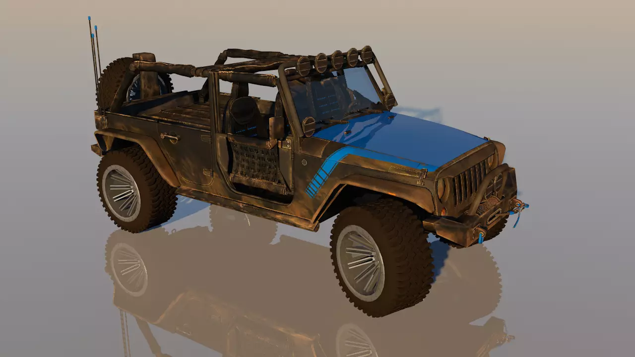 Uncovered Jeep Free Adventure Jeep 3D Model Midpoly Free 3D model_0