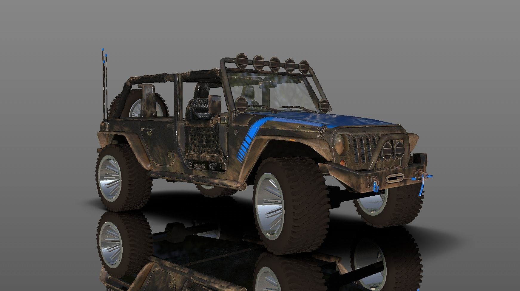 Uncovered Jeep Free Adventure Jeep 3D Model Midpoly Free 3D model_15