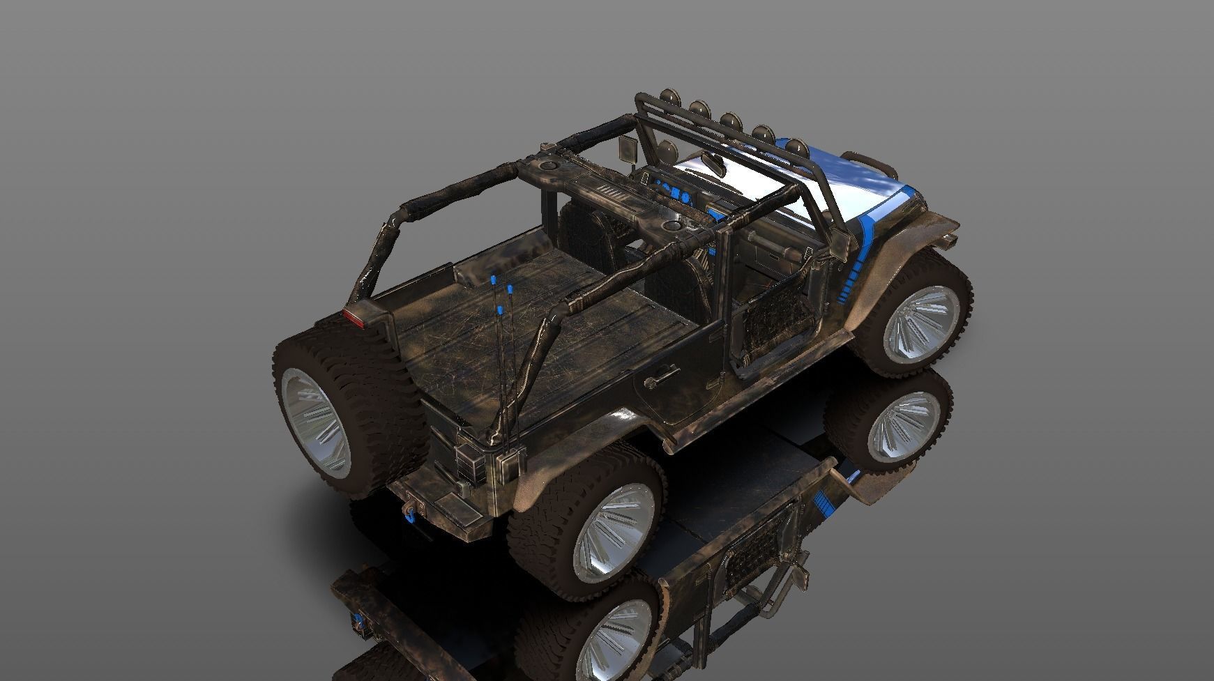 Uncovered Jeep Free Adventure Jeep 3D Model Midpoly Free 3D model_6