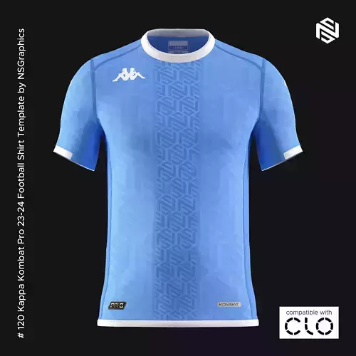 Kappa Kombat Pro 23-24 Football Shirt Template for CLO 3D