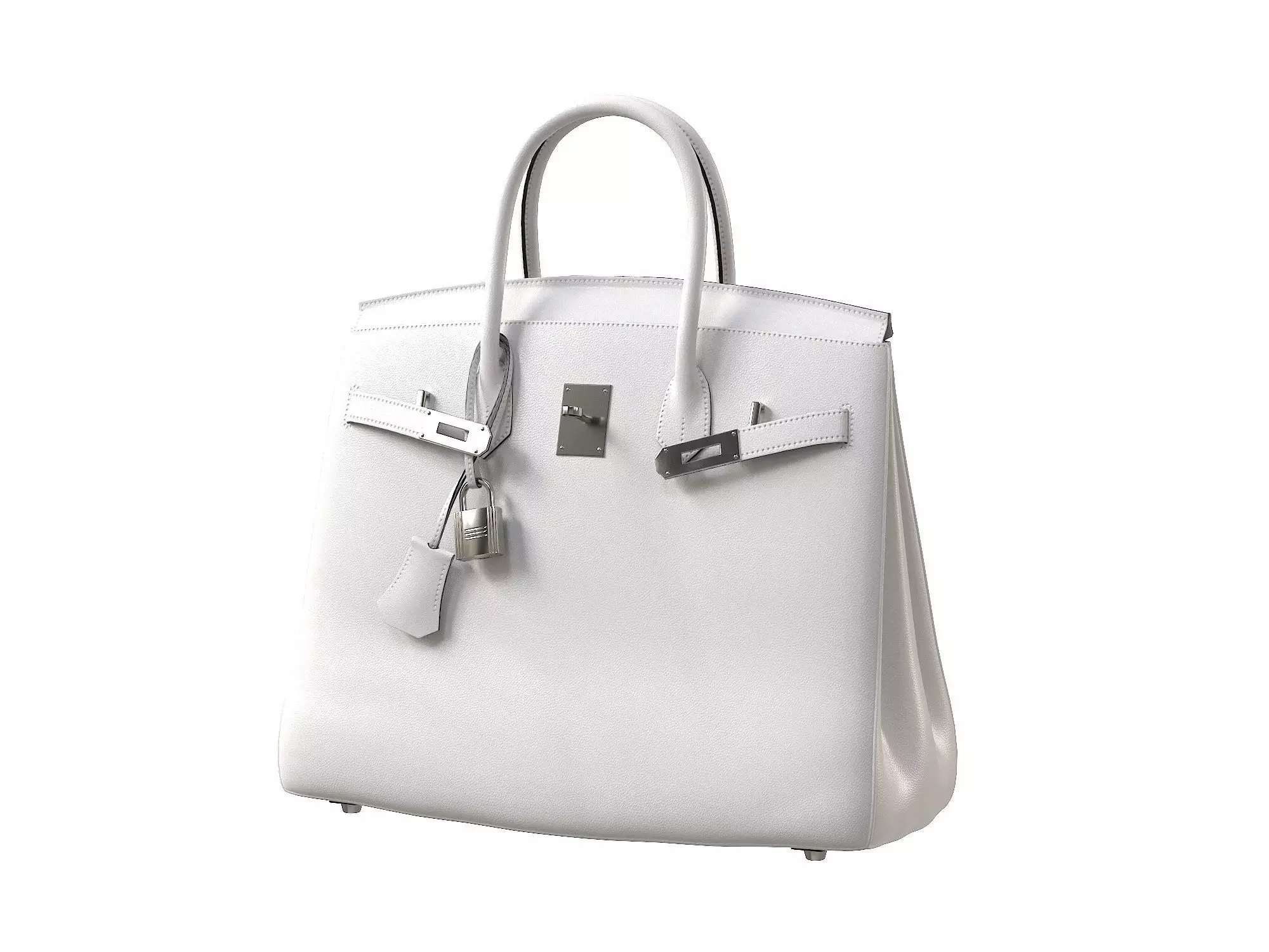Hermes Birkin Bag White Leather Low-poly 3D model