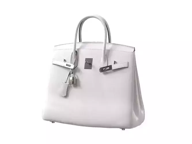 Hermes Birkin Bag White Leather Low-poly 3D model