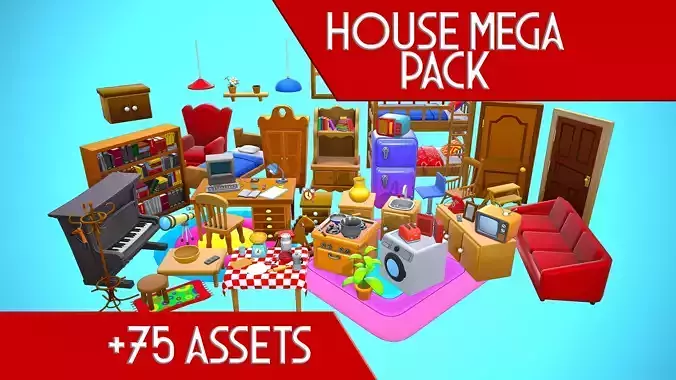 HOUSE MEGA PACK ASSETS CARTOON STYLIZED 3D Model Collection