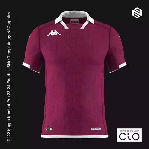Kappa Kombat Pro 23-24 Football Shirt Template for CLO 3D