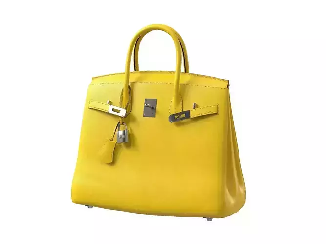 Hermes Birkin Bag Yellow Leather Low-poly 3D model