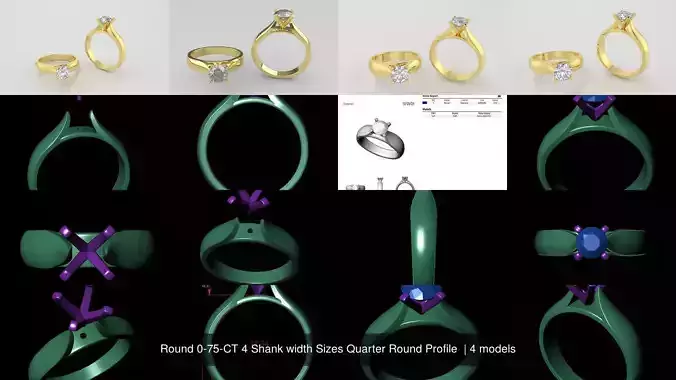 Round 0-75-CT 4 Shank width Sizes Quarter Round Profile 