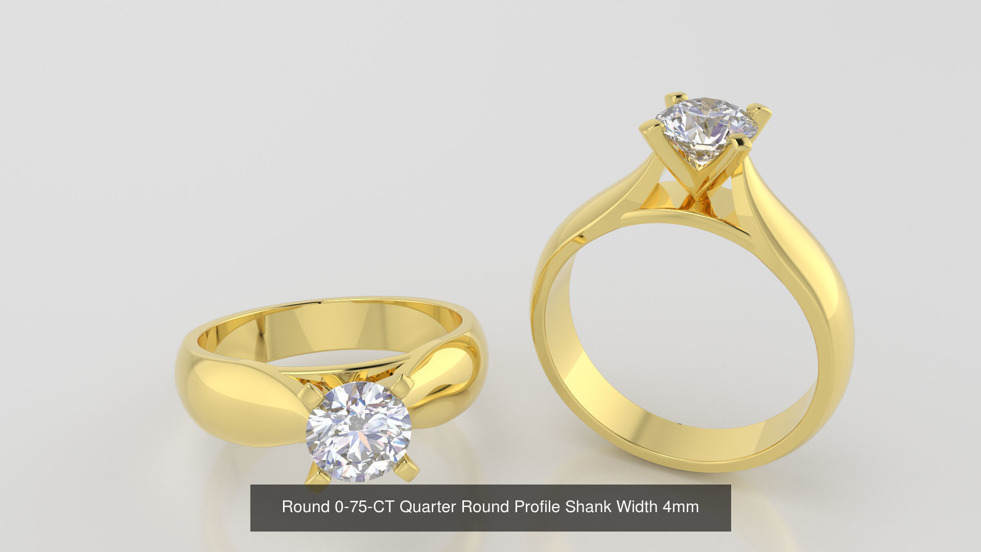 Round 0-75-CT 4 Shank width Sizes Quarter Round Profile  3D Model Collection_7