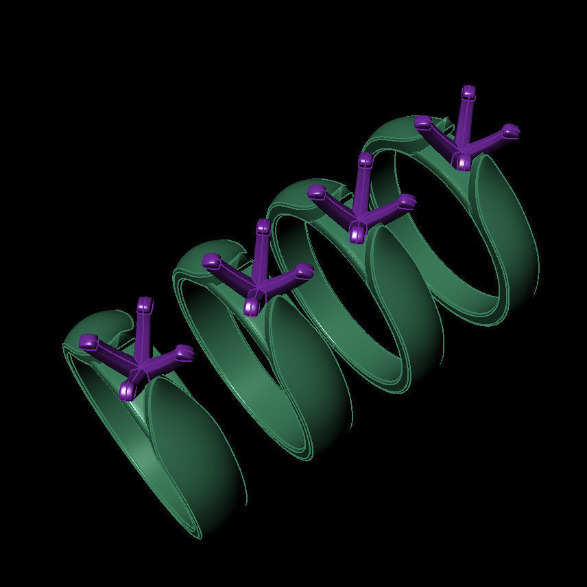 Round 0-75-CT 4 Shank width Sizes Quarter Round Profile  3D Model Collection_15