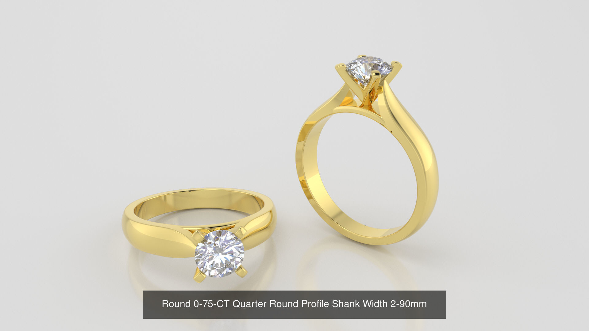 Round 0-75-CT 4 Shank width Sizes Quarter Round Profile  3D Model Collection_3