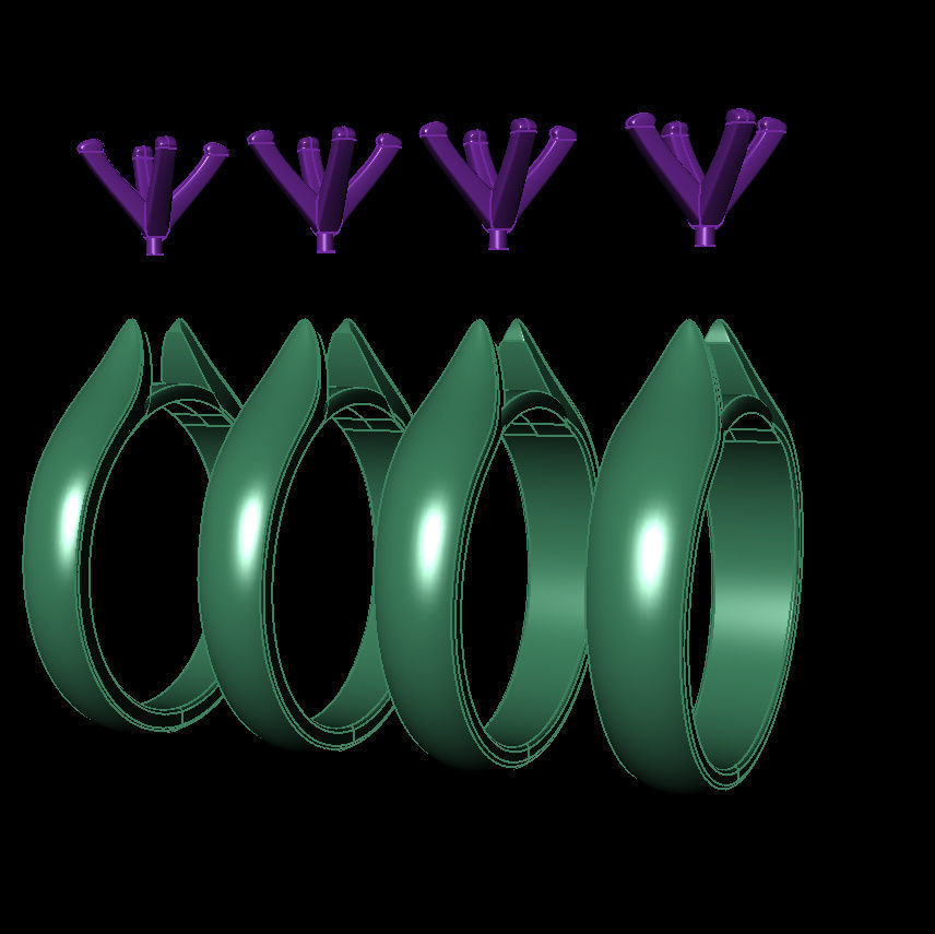 Round 0-75-CT 4 Shank width Sizes Quarter Round Profile  3D Model Collection_16