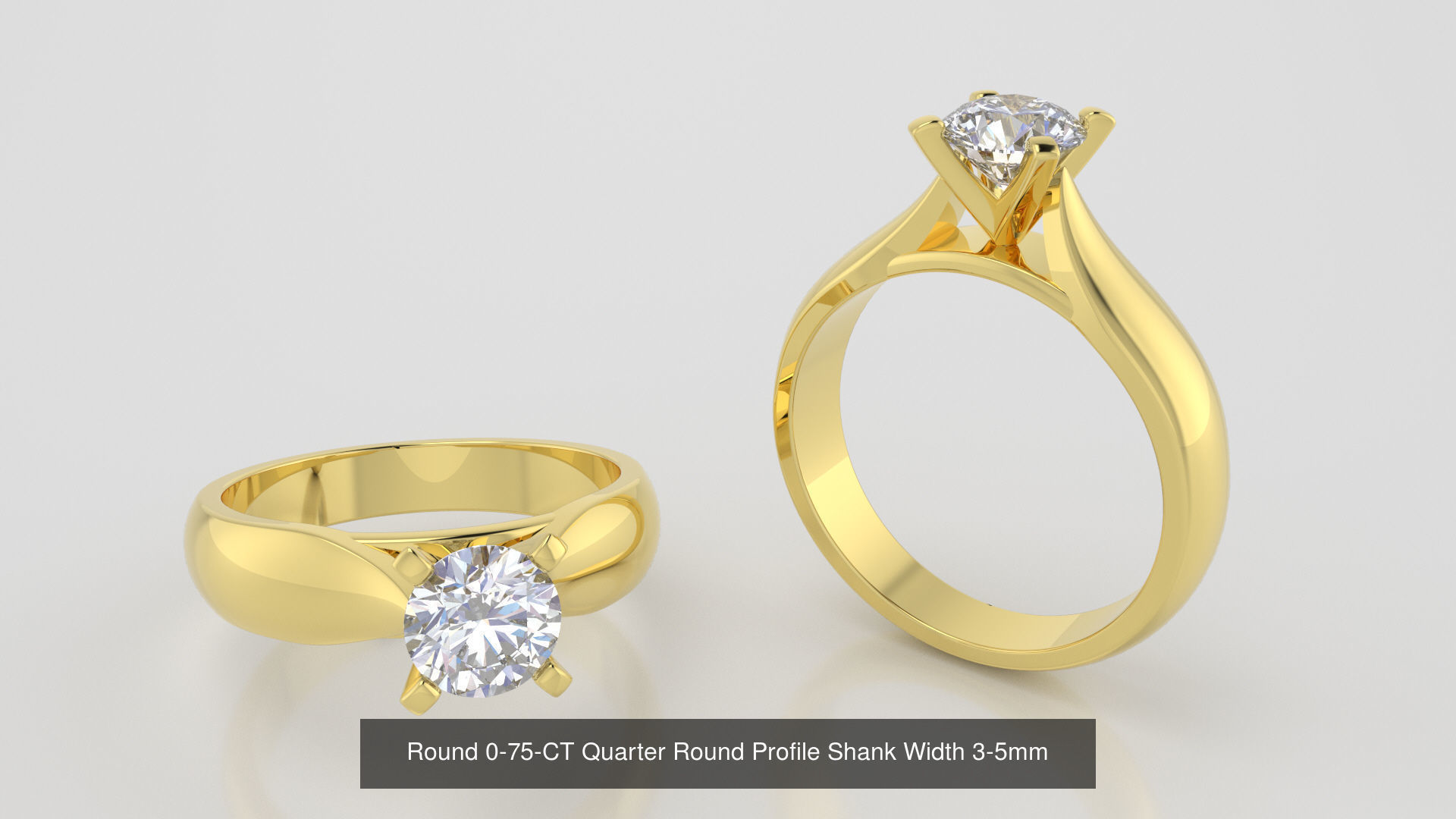 Round 0-75-CT 4 Shank width Sizes Quarter Round Profile  3D Model Collection_9