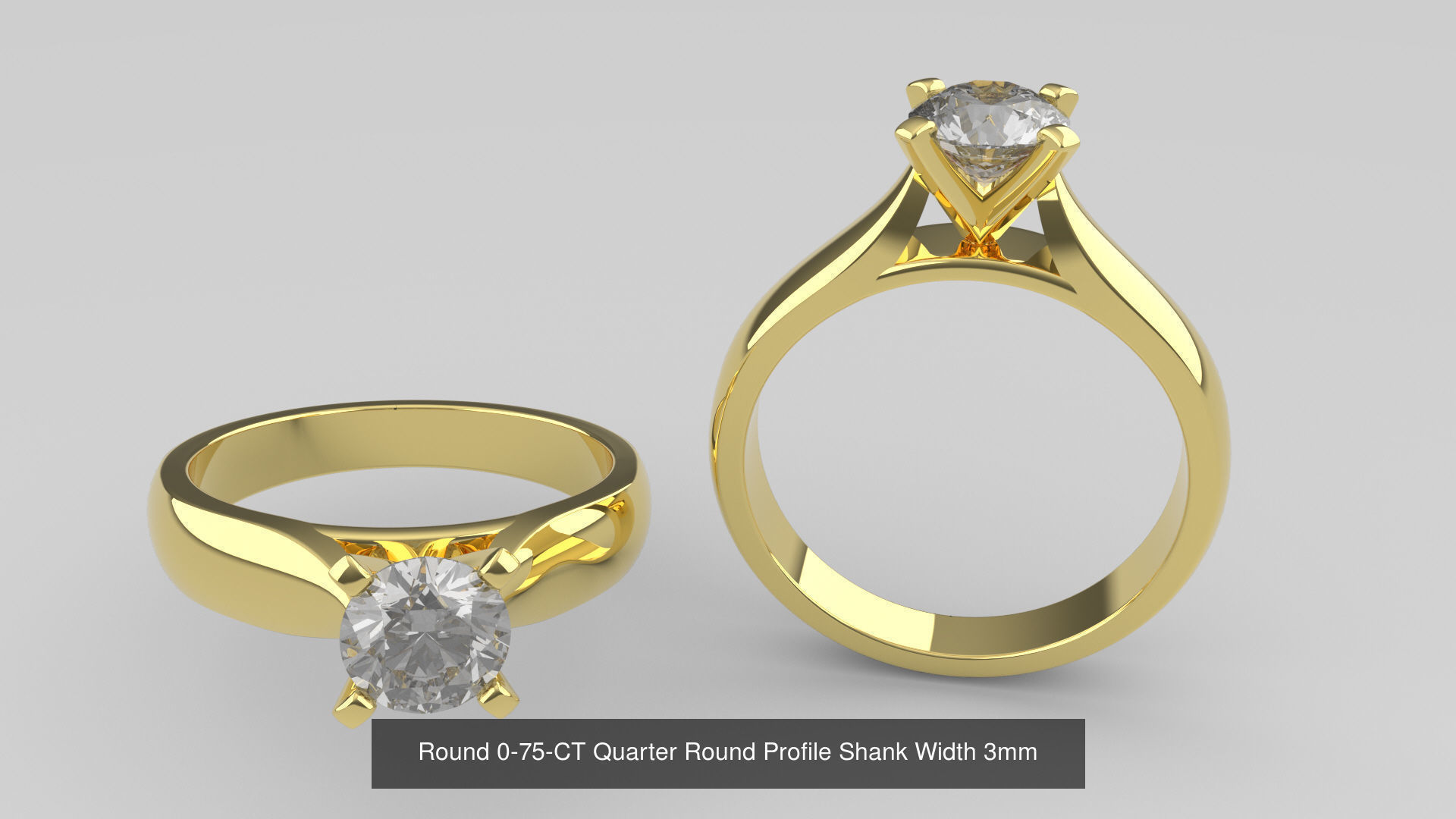 Round 0-75-CT 4 Shank width Sizes Quarter Round Profile  3D Model Collection_5