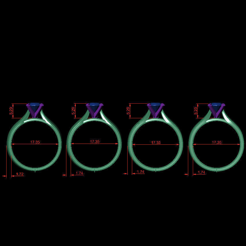 Round 0-75-CT 4 Shank width Sizes Quarter Round Profile  3D Model Collection_2