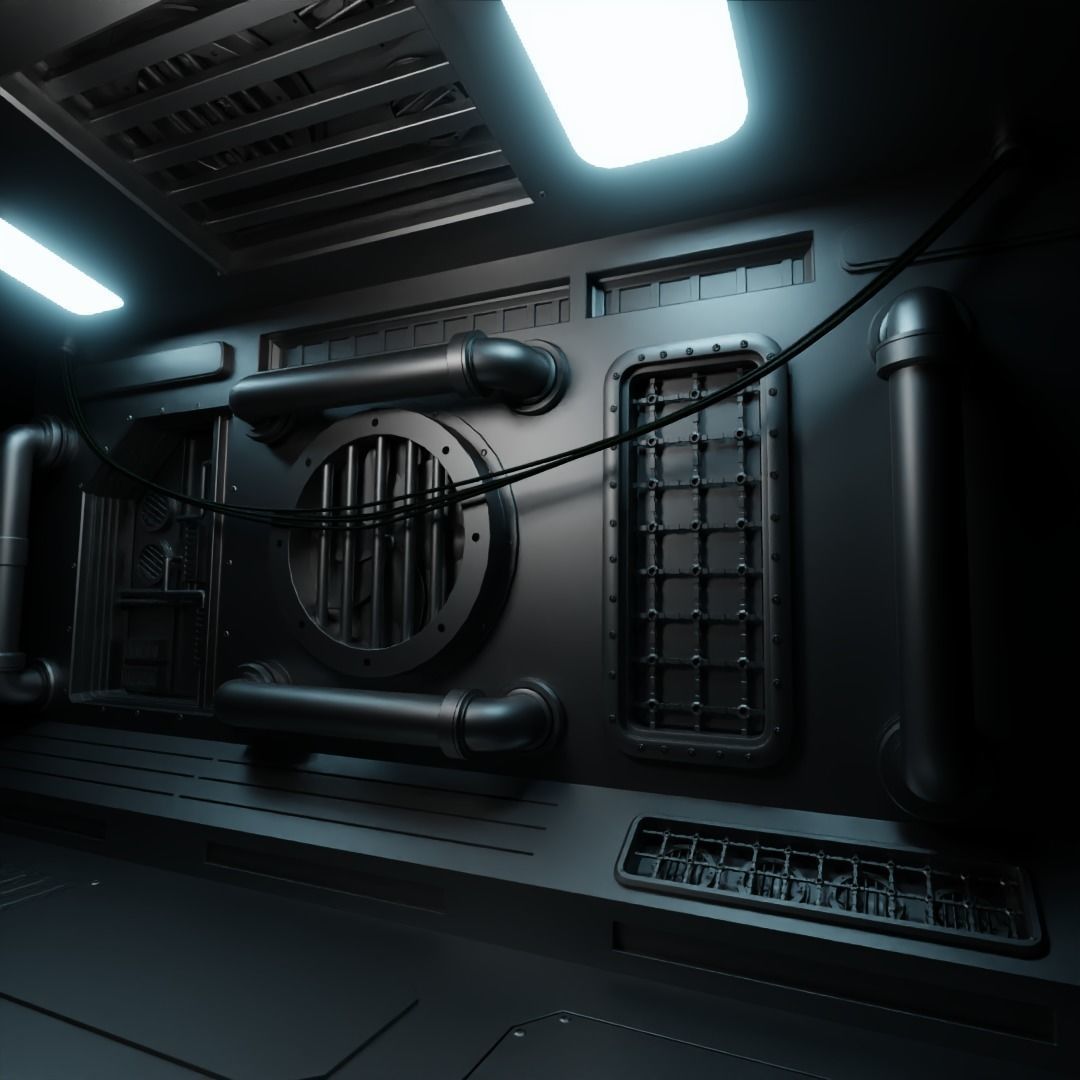 Sci-fi Corridor starter file Low-poly 3D model_1