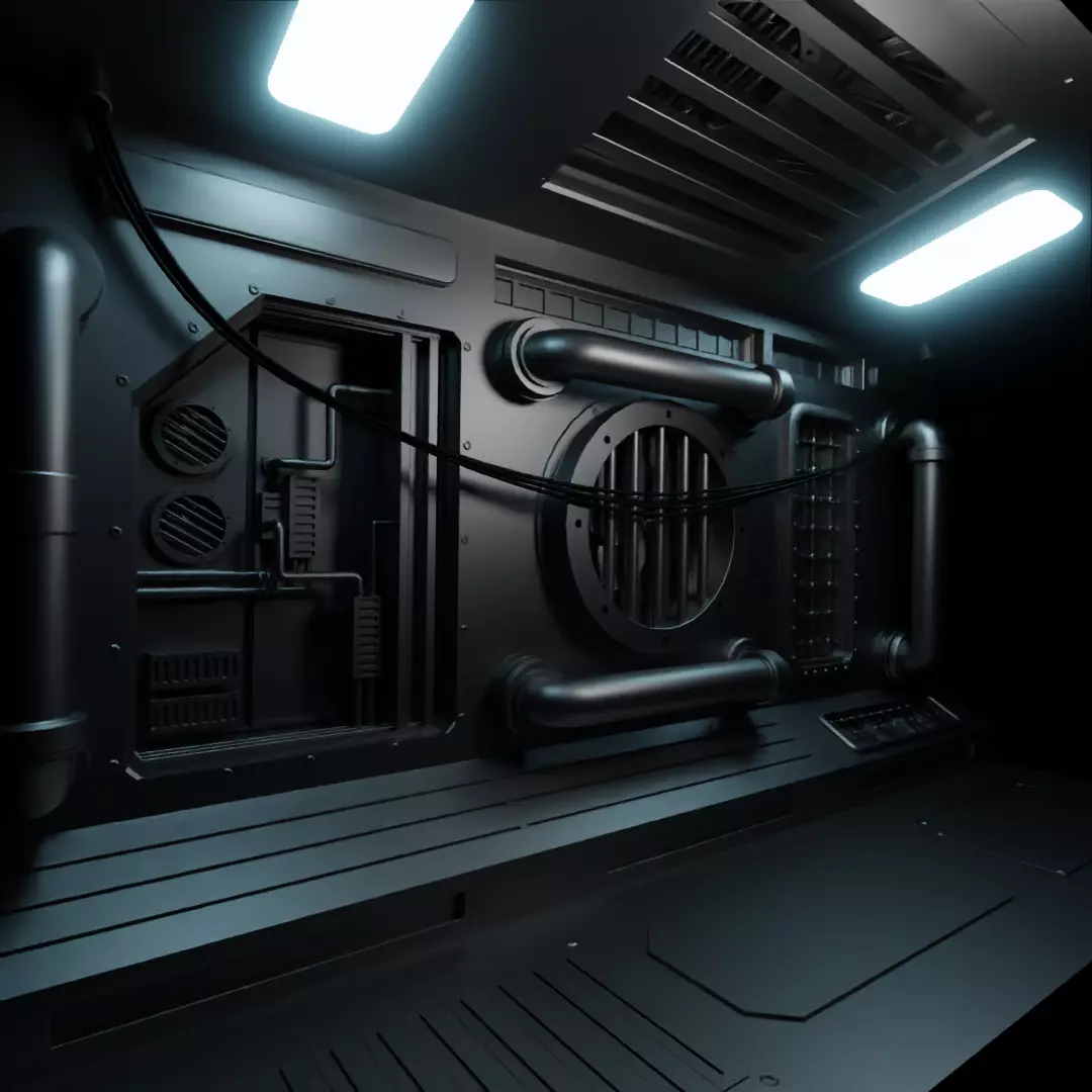 Sci-fi Corridor starter file Low-poly 3D model_0