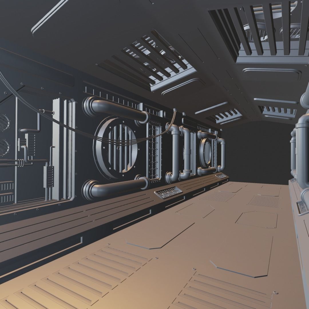 Sci-fi Corridor starter file Low-poly 3D model_3