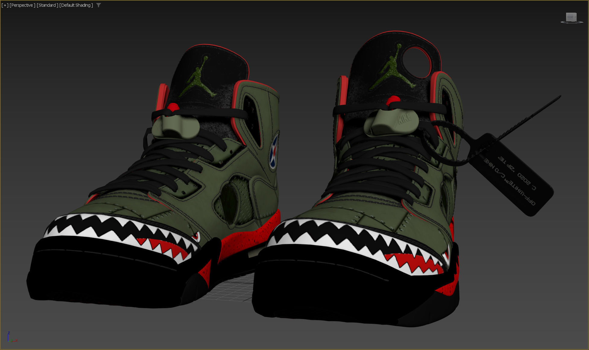 Off White Nike Jordan 5 Air force USA Low-poly 3D model_17