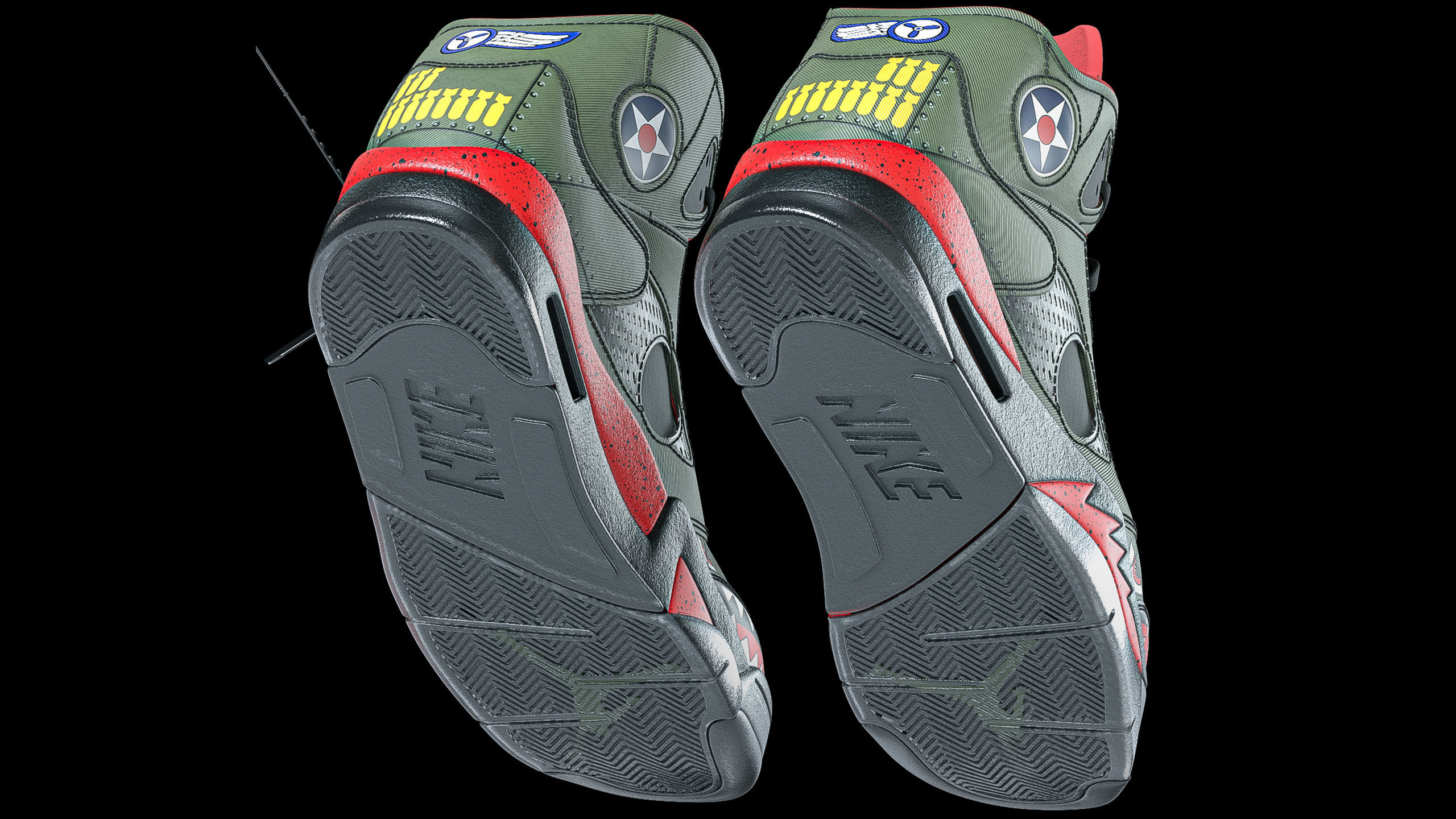 Off White Nike Jordan 5 Air force USA Low-poly 3D model_10