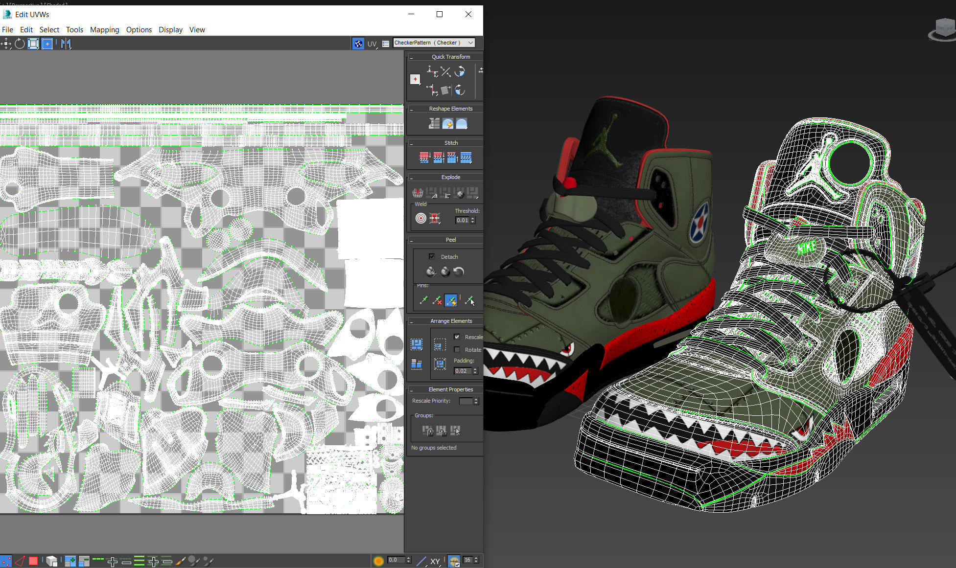Off White Nike Jordan 5 Air force USA Low-poly 3D model_23