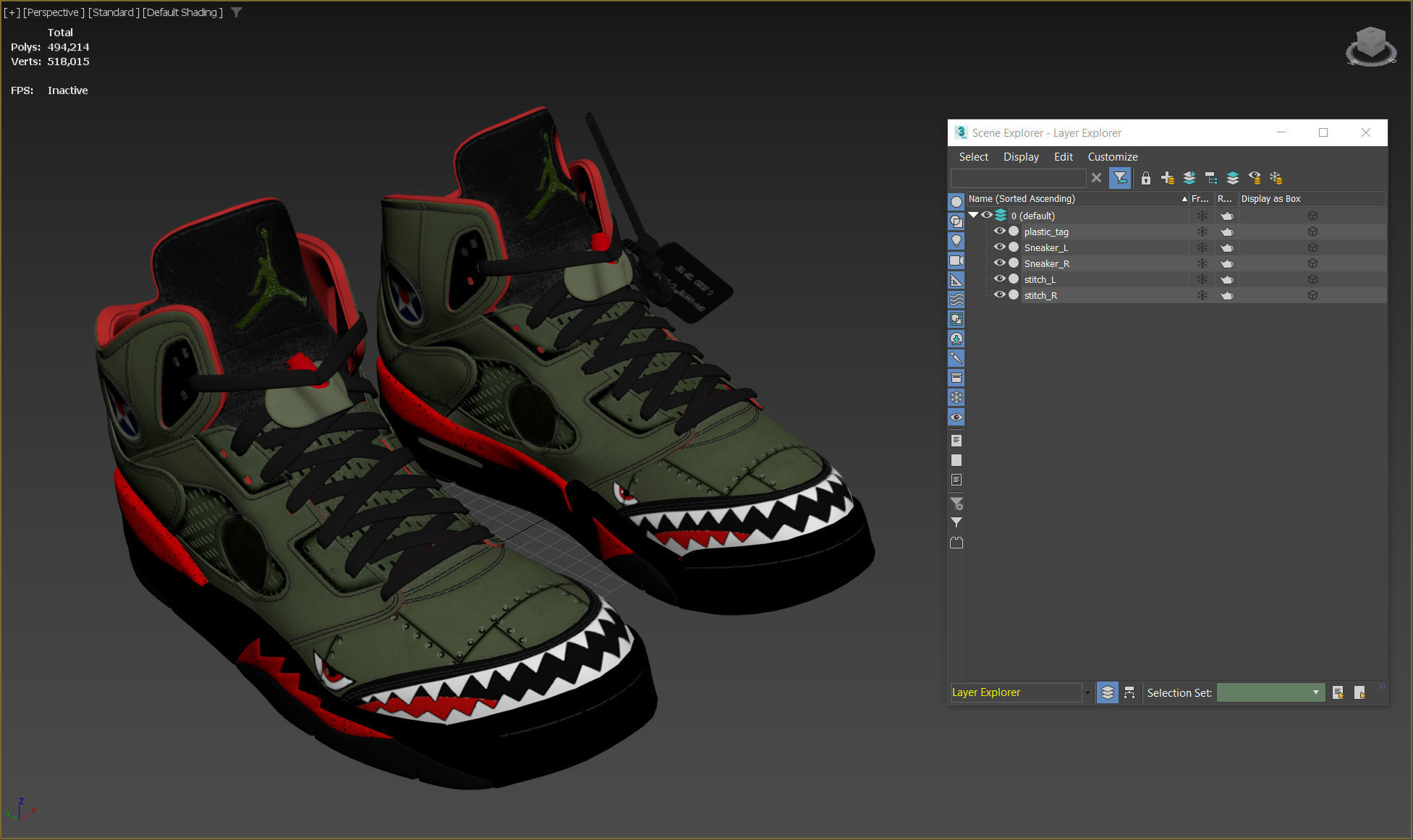 Off White Nike Jordan 5 Air force USA Low-poly 3D model_22