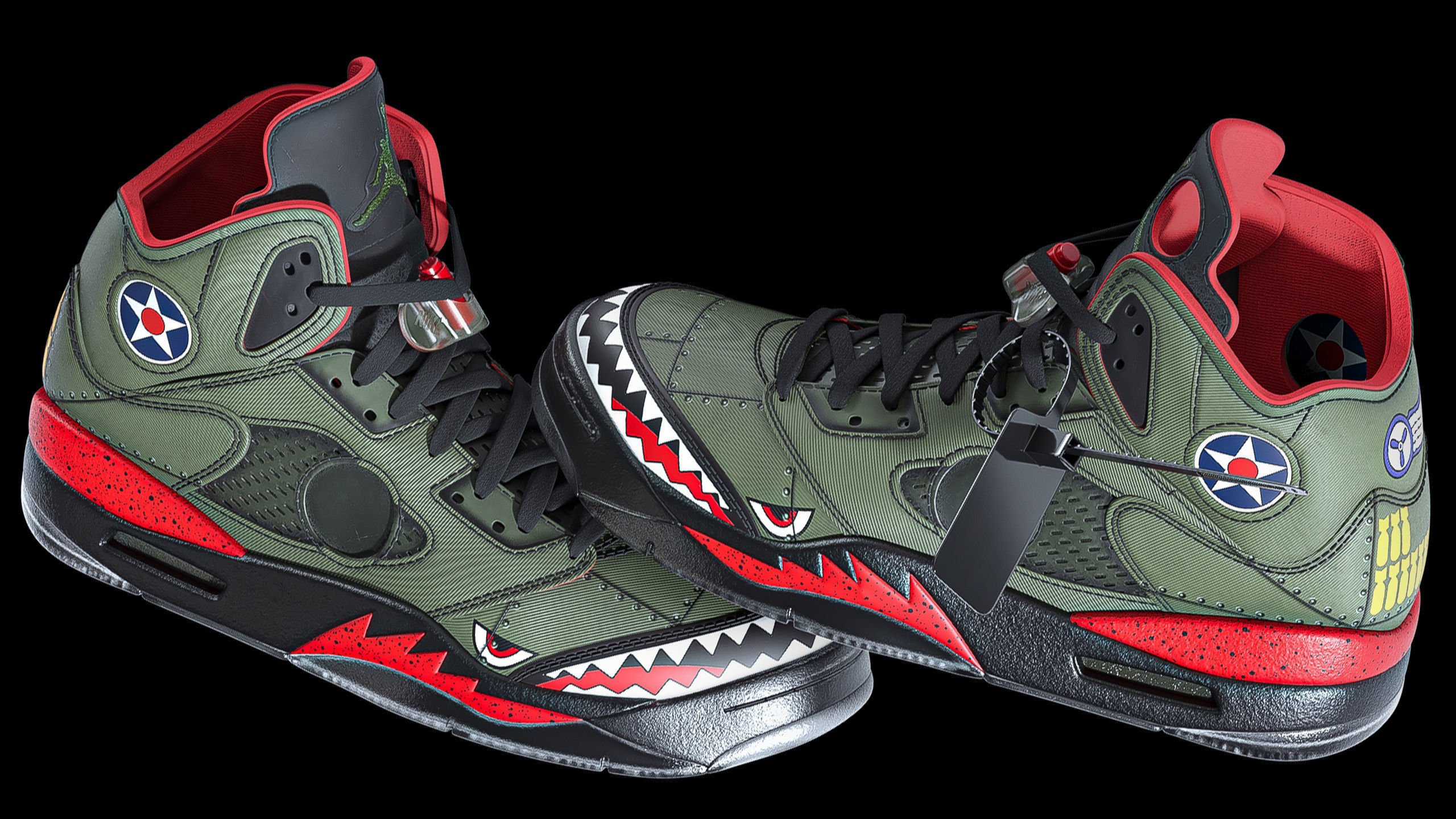 Off White Nike Jordan 5 Air force USA Low-poly 3D model_6