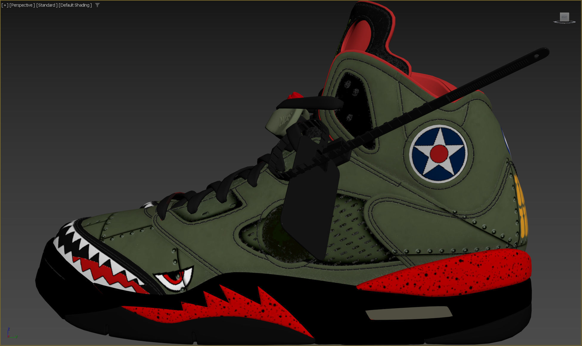 Off White Nike Jordan 5 Air force USA Low-poly 3D model_18