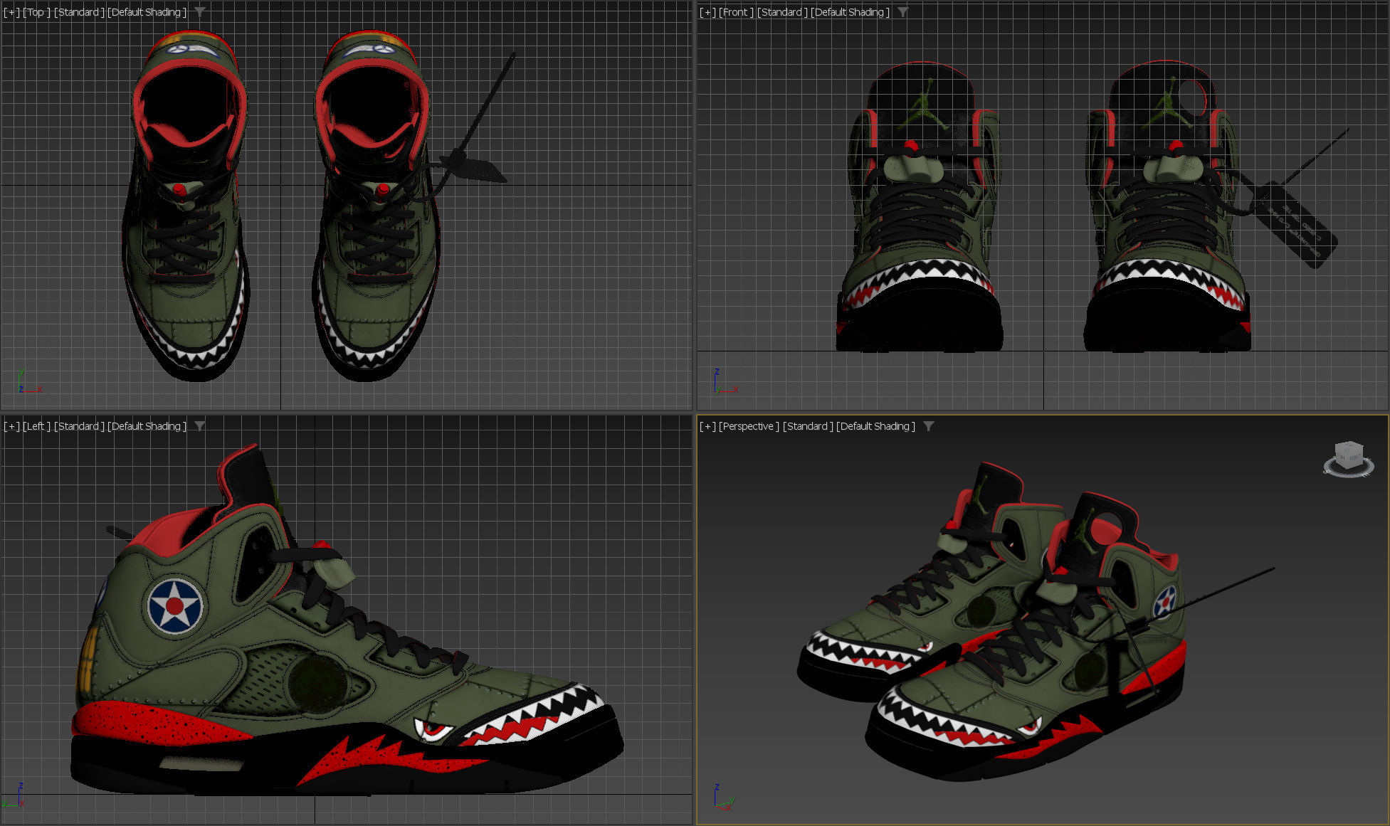 Off White Nike Jordan 5 Air force USA Low-poly 3D model_16