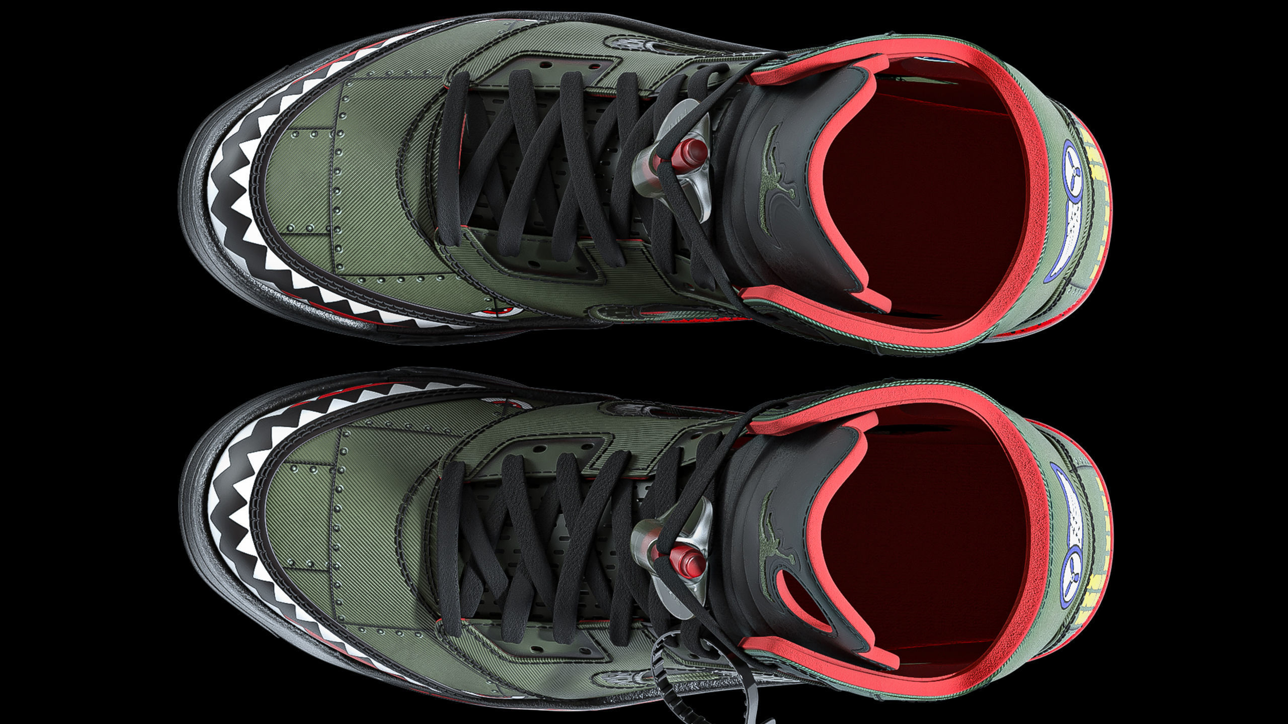 Off White Nike Jordan 5 Air force USA Low-poly 3D model_9