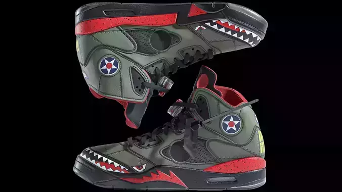 Off White Nike Jordan 5 Air force USA Low-poly 3D model