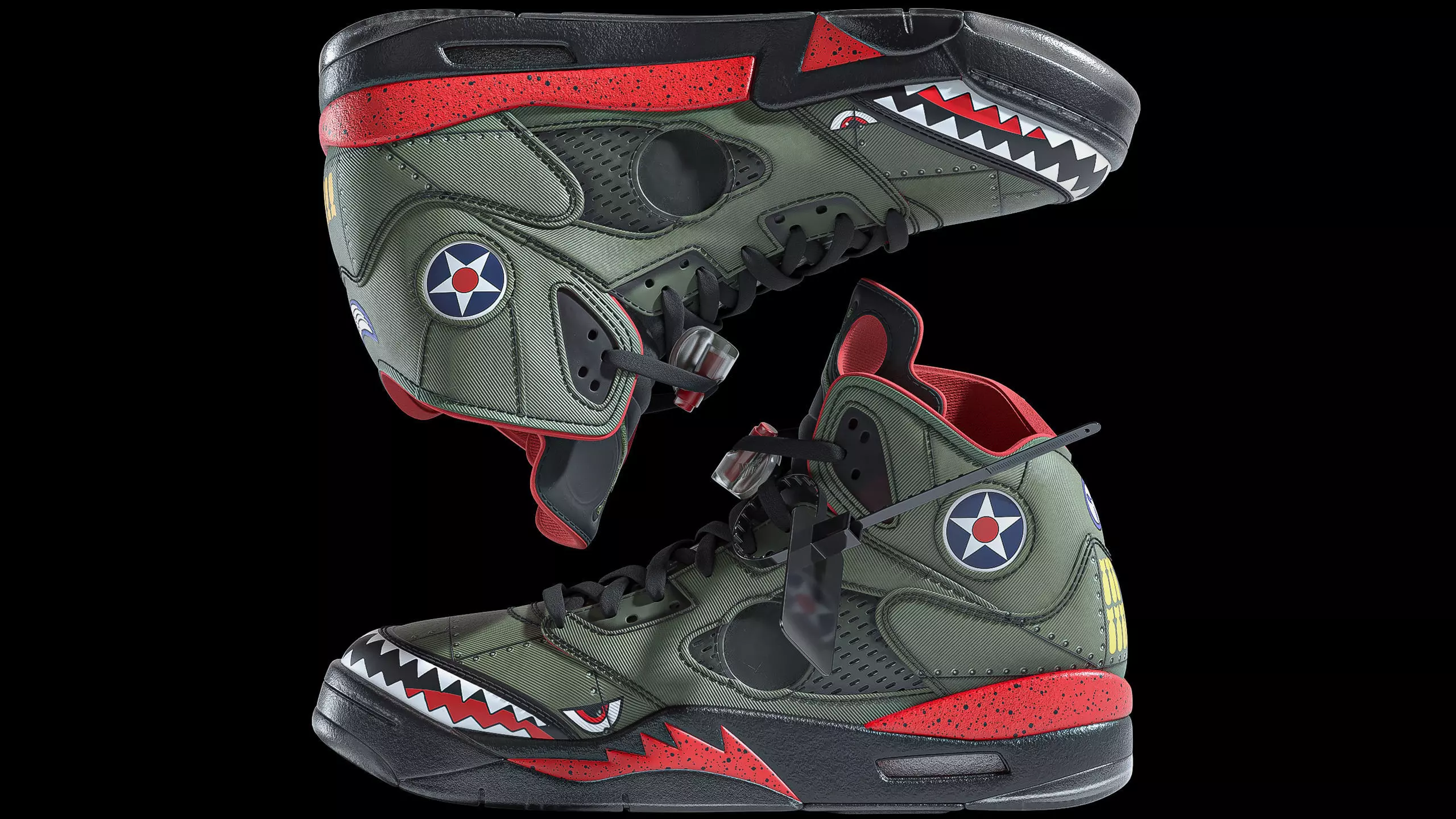 Off White Nike Jordan 5 Air force USA Low-poly 3D model_0